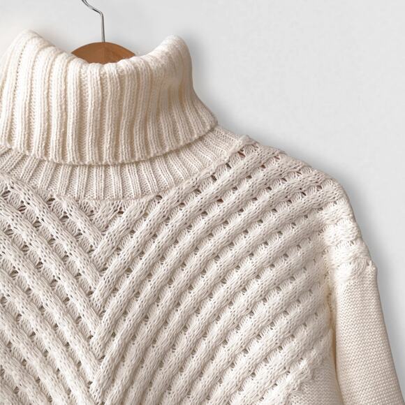 80s Scandi Cream Turtleneck Sweater Minimalist Vanilla Girl Quiet Luxury M - Picture 2 of 9